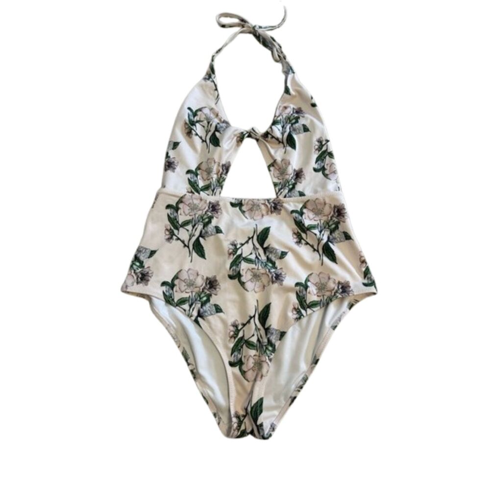 H&M Floral Halter One Piece Swimsuit Womens 10 Beach Vacation Resort Cruise Boho